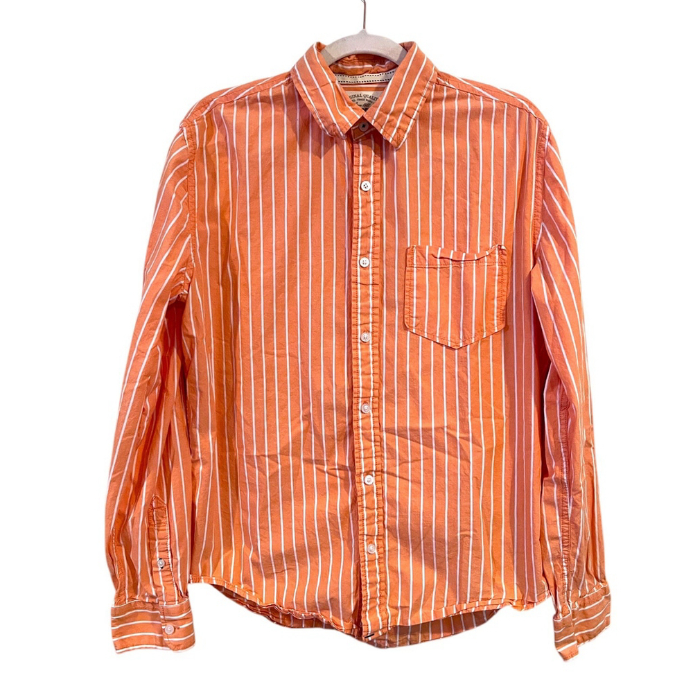 Aeropostale Mens Stripe Button Up Shirt Orange White Medium Y2K 90s